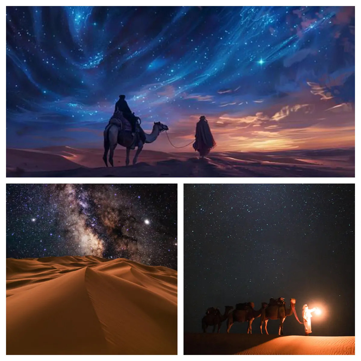 Travel in the Desert and Starry Night